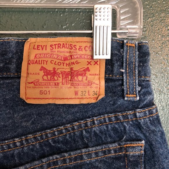 Levi’s Vintage 501s, 1990’s, Jeans, Button Fly, Size 32x34, Dark Wash - Picture 4 of 7